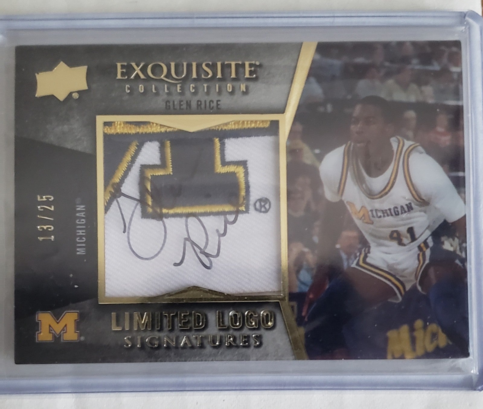 Glen Rice Autograph Jersey Patch card 13/25. NM condition.