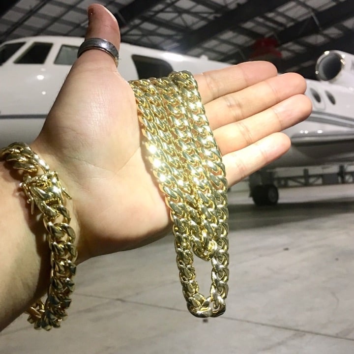 CUBAN LINK 18K GOLD NEW CHAIN ITALY
