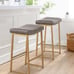 ALPHA HOME 24 Bar Stools Counter Height Set of 2, PU Leather Saddle Stool