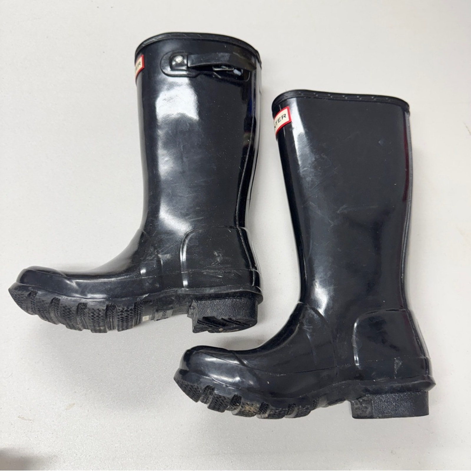 Hunter Black Knee High Rubber Rain Boots Kids Girls 1 Waterproof Classic Preppy