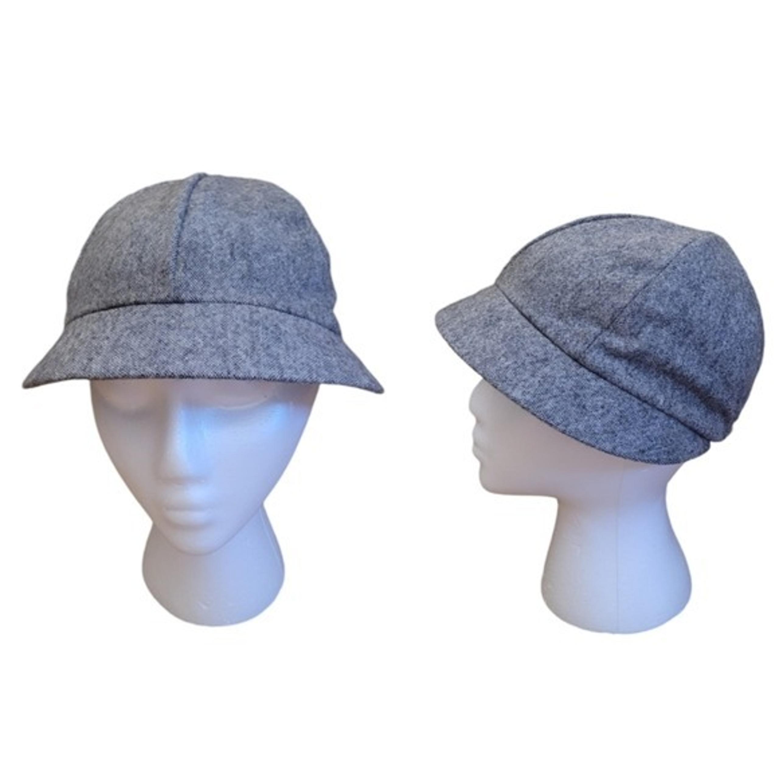 Vintage Gray Tweed Wide Brim Jockey Hat