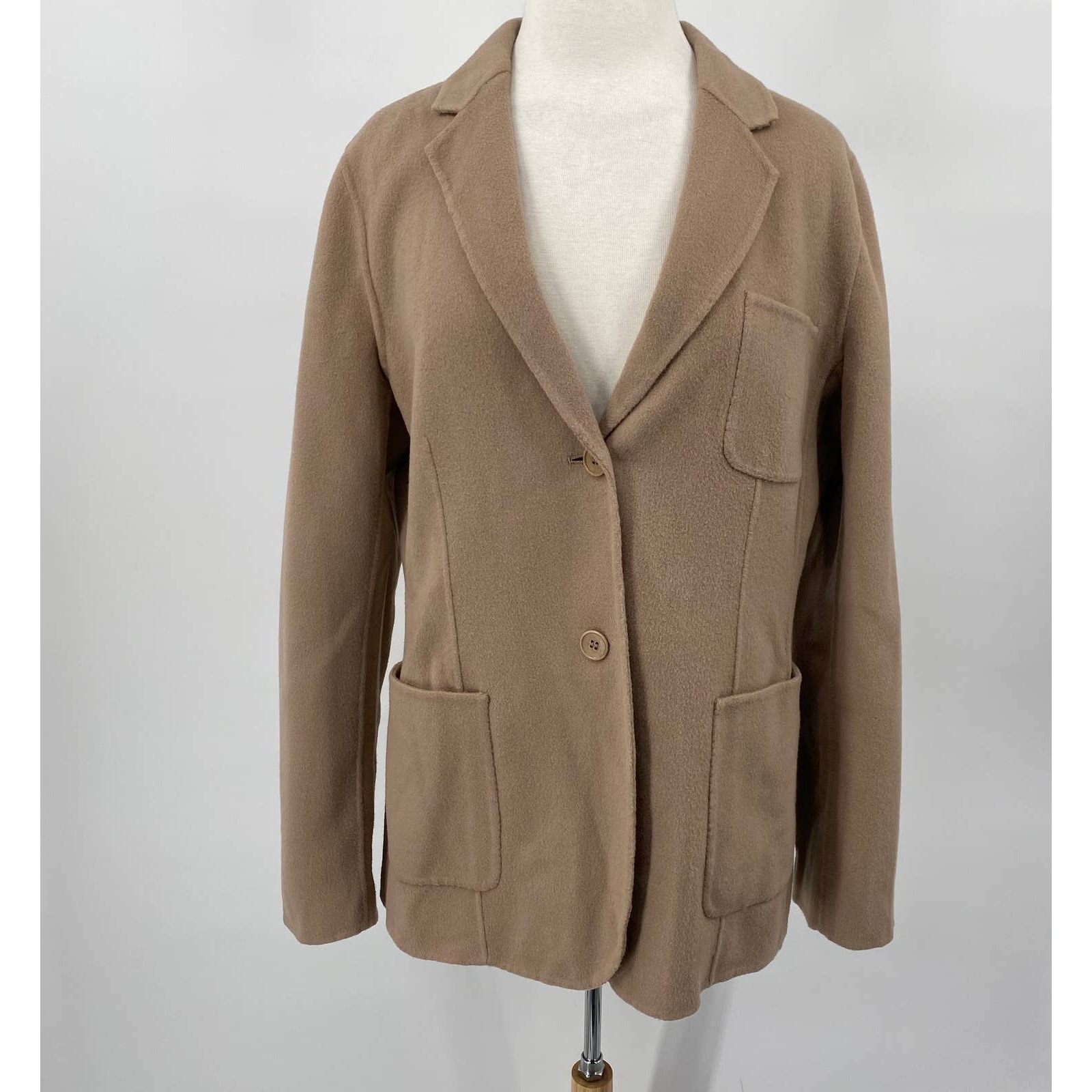 Talbots Wool Jacket Single Breasted Button Down Patch Pockets Brown Womens 16
