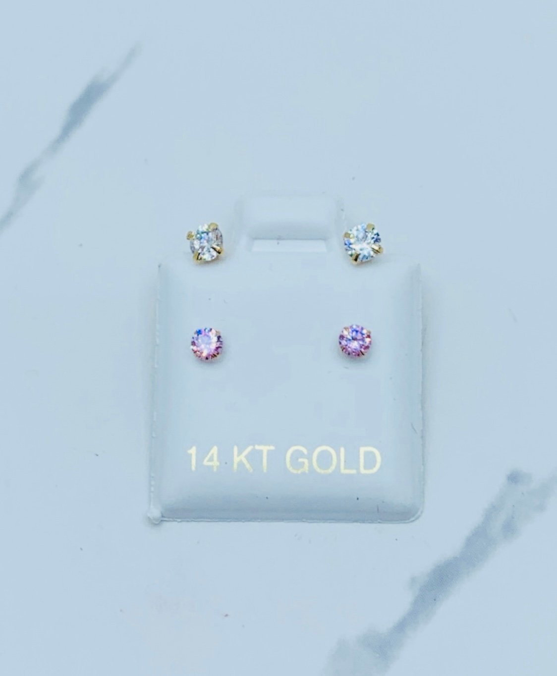 ️14k Solid Gold earrings ear jackets telephone pink
