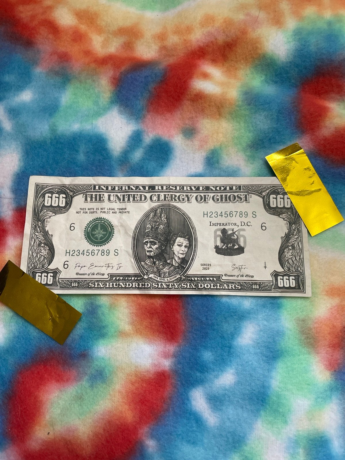Ghost Money Mummy Dust Dollar Bill - Papa Emeritus 2023 NO RIPS W/ Confetti