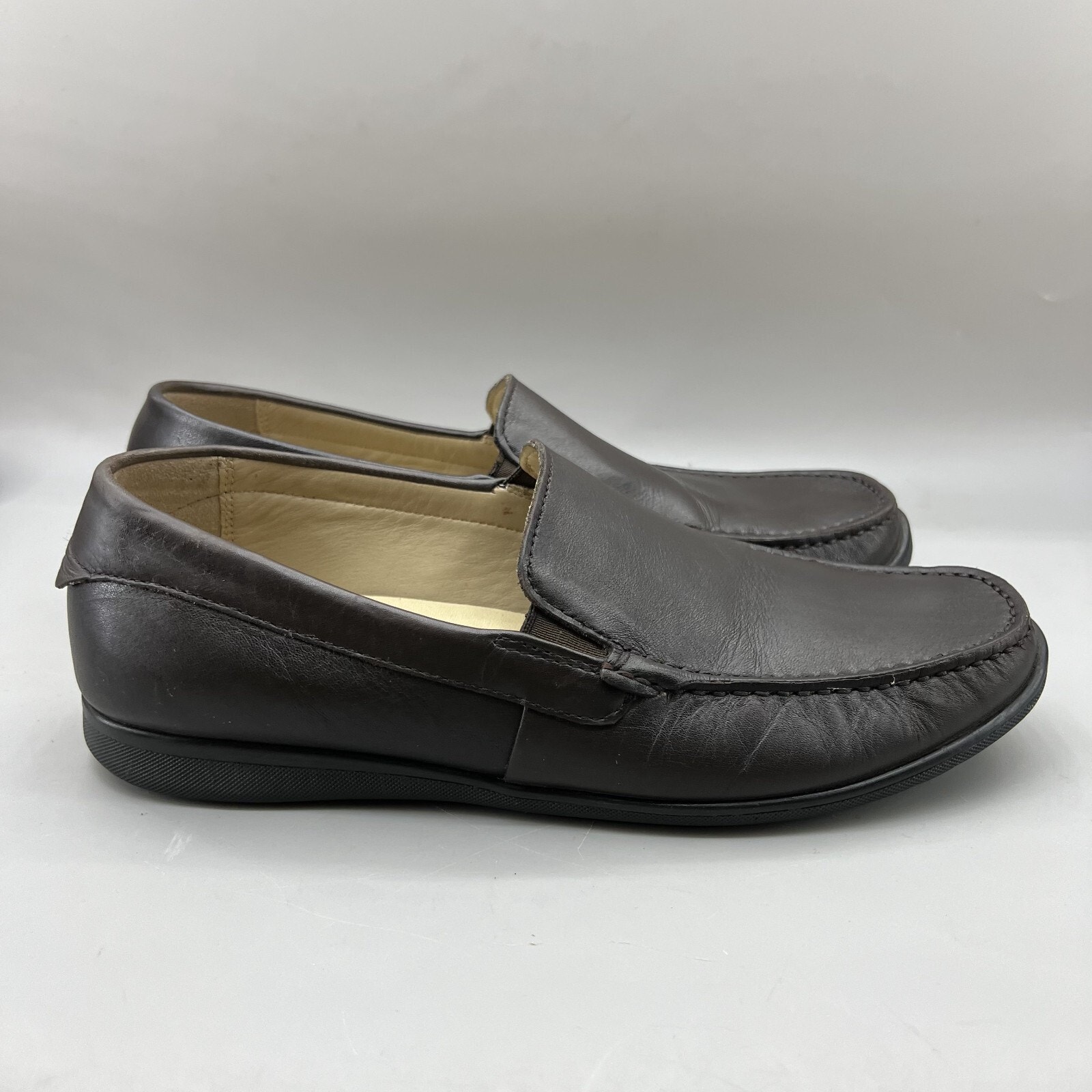 Women's 8.5 / Men's 6 - Ecco Dallas Moc Loafers 40 Uk Brown Slip on Comfort Shoe