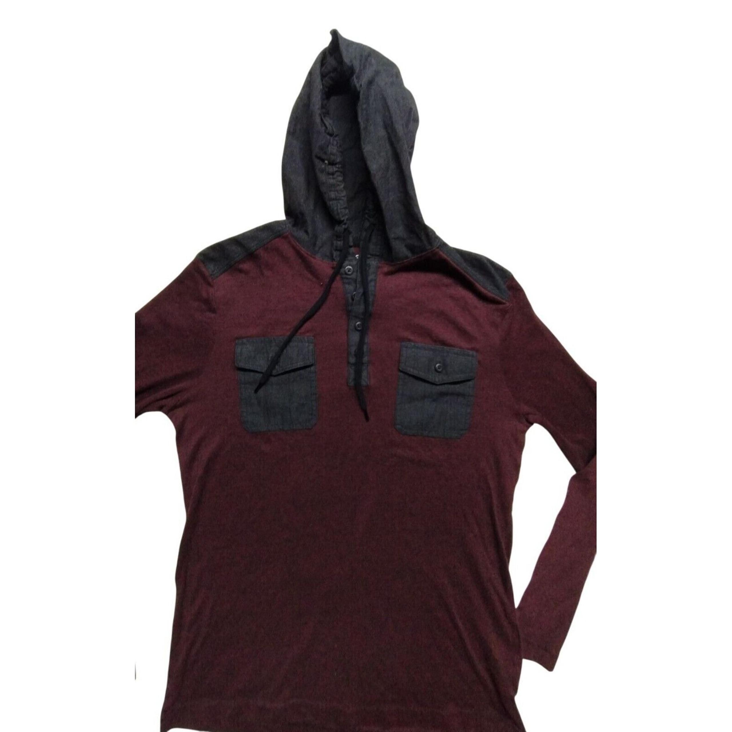 Rock & Republic Hoodie Long Sleeve Button Pockets Casual Top Mens M