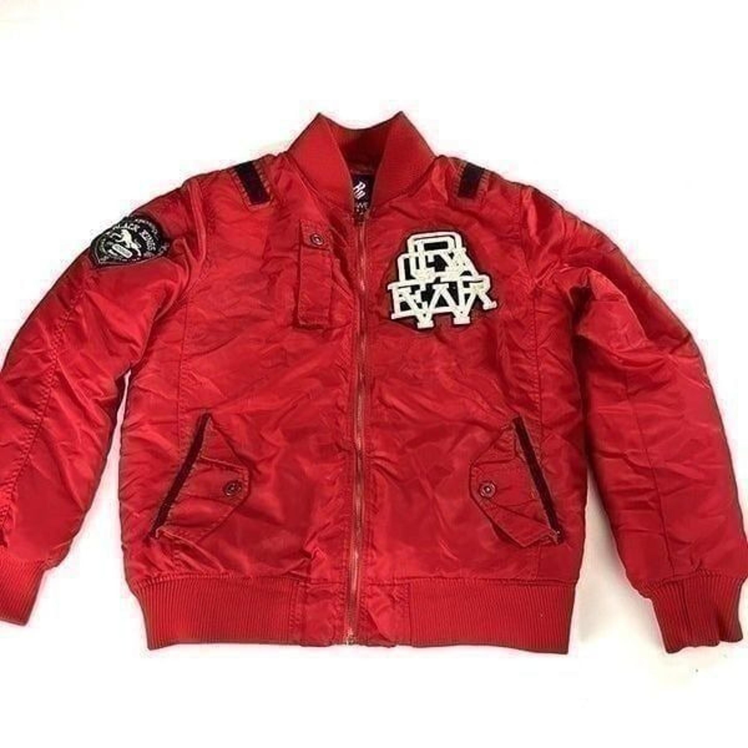 Vintage Rocawear Classic Bomber Jacket Mens Medium Red Black Kings Patch Lined