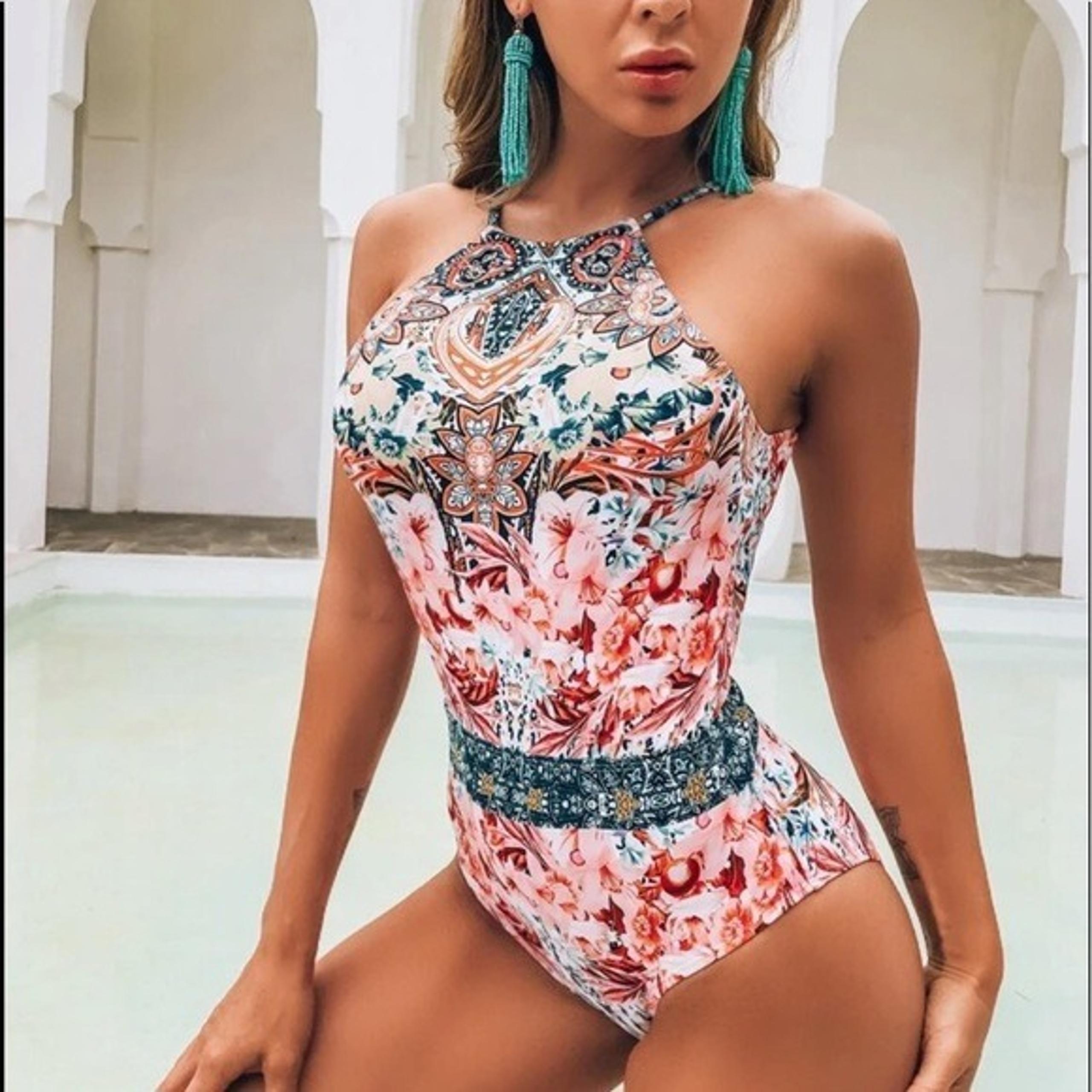 Tribal Bohemian Tied Back One Piece Swimsuit - Boutique