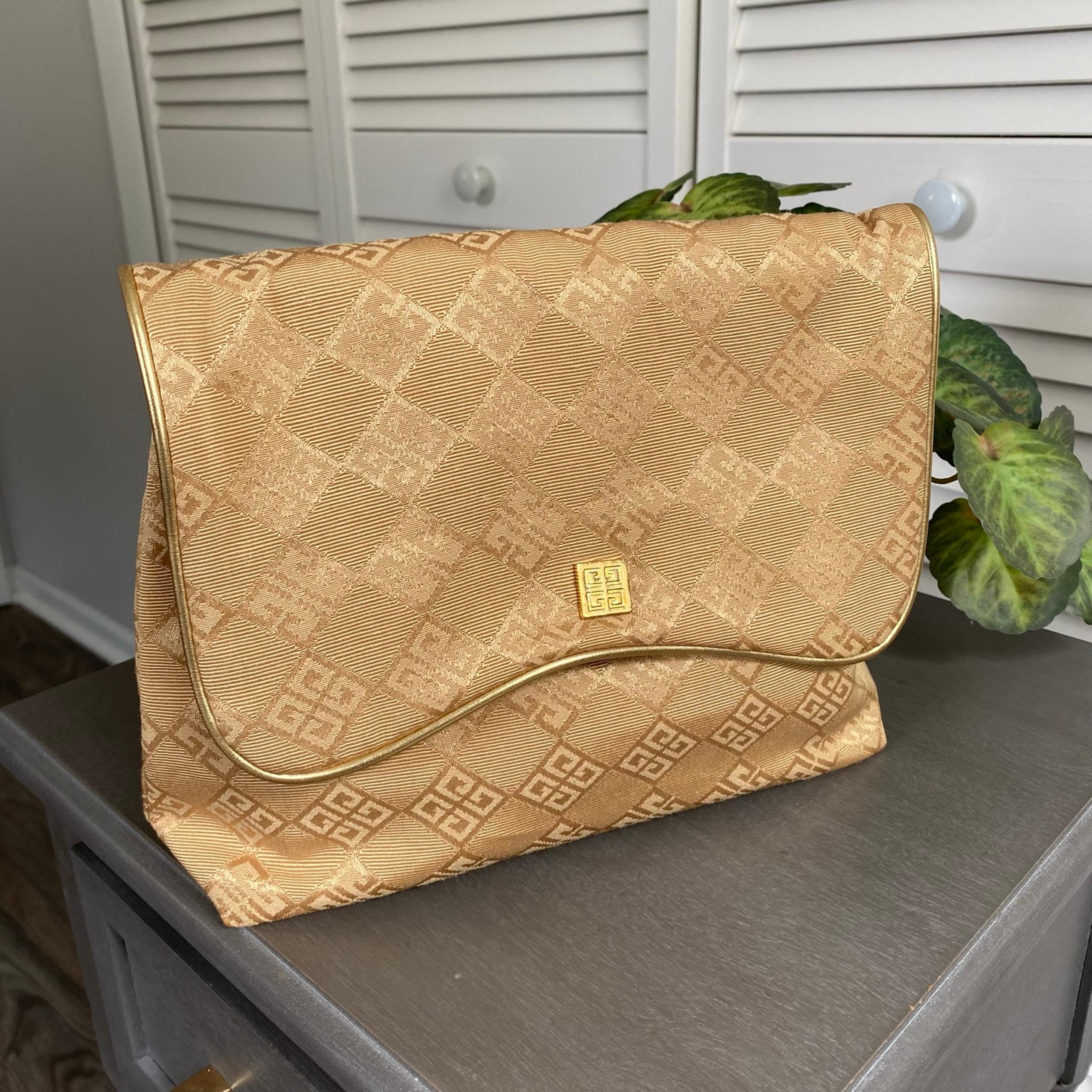 vintage Givenchy Organza Gold Makeup Cosmetic Case Pouch