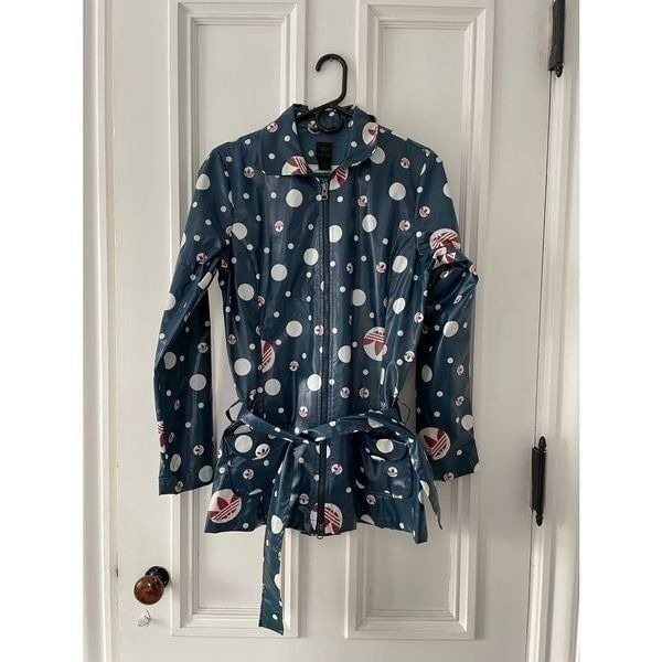 Adidas rare blue cream and red dotted graphic raincoat S