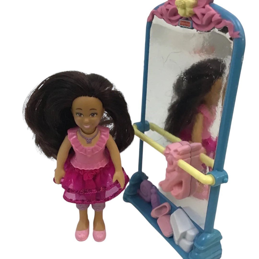 NEW! Fisher price african American mom dollhouse w skirt & mirror!!