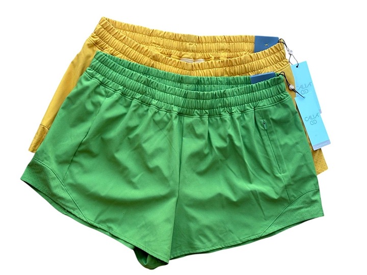 NWT BOGO CALIA Women's Mid Rise Infinity Run Shorts Gold + Green Sizes XL