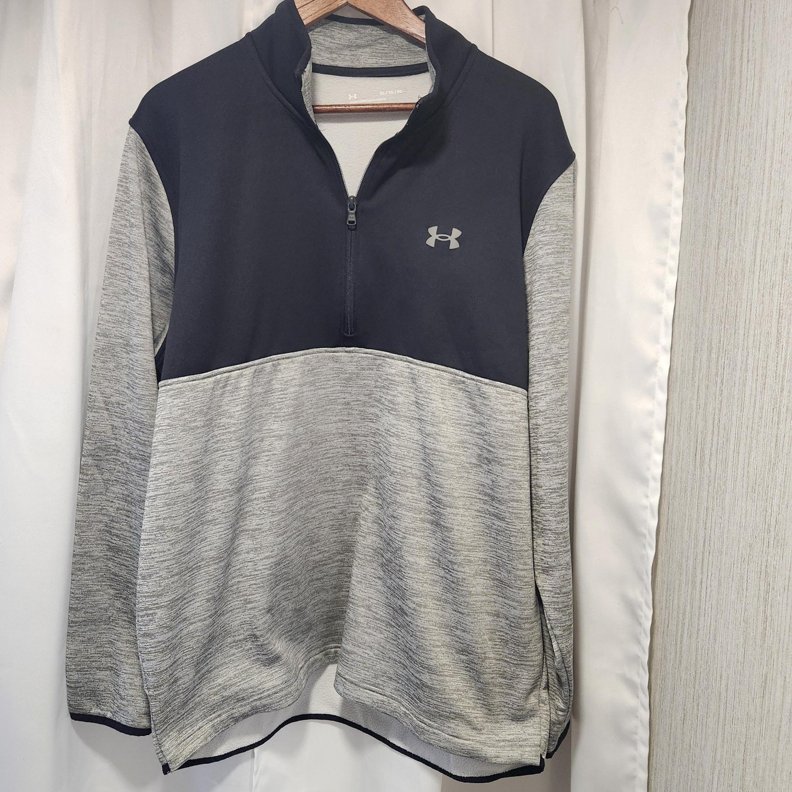 Under Armour Sweater Mens XL XLarge Gray ColdGear Pullover 1/4 Zip Casual Golf