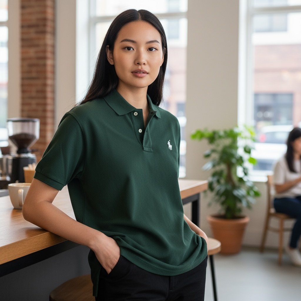 Polo Ralph Lauren Green Custom Slim Fit Collard Shirt