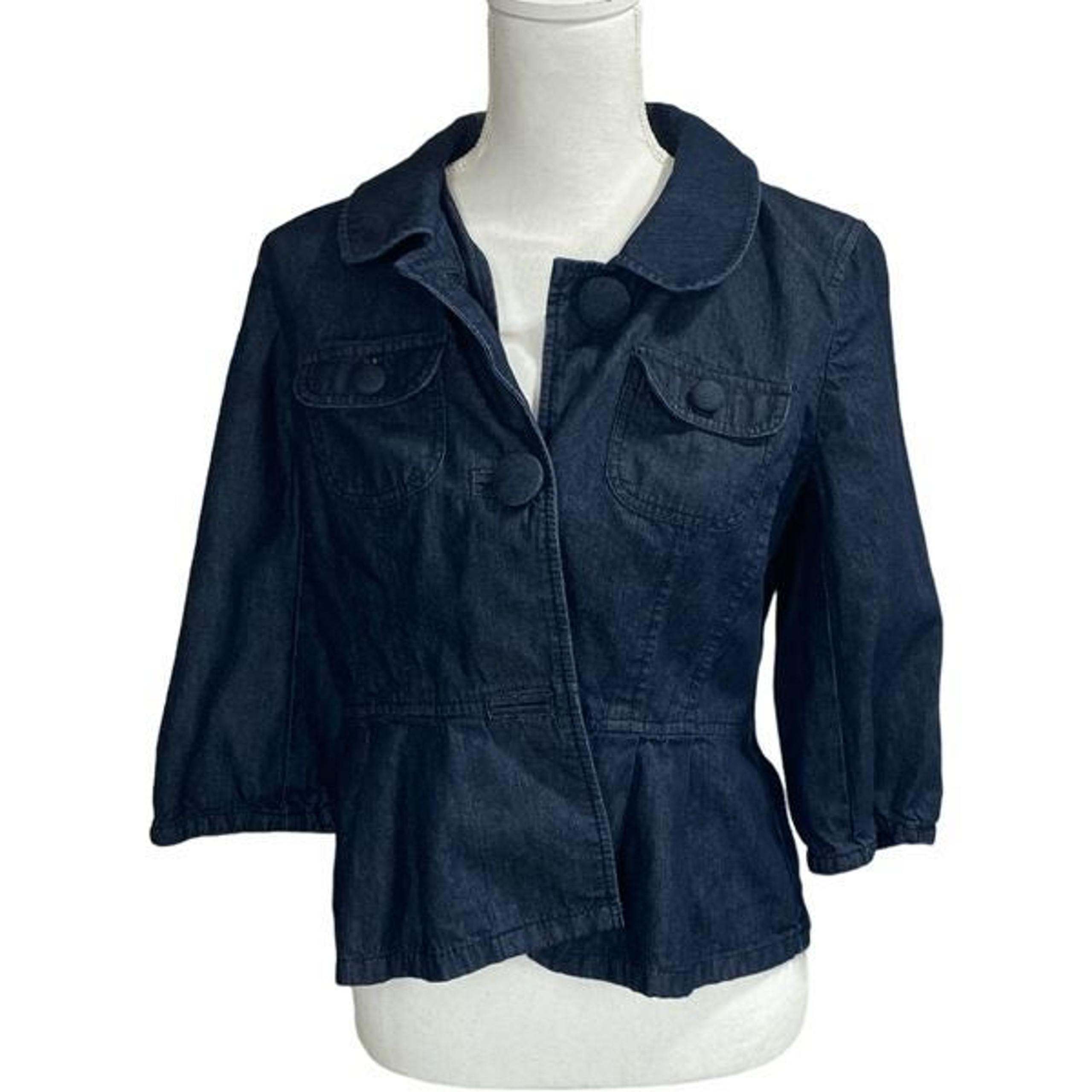 Ann Taylor Blue Chambray Peplum Button Down Shirt Women's Size 10P