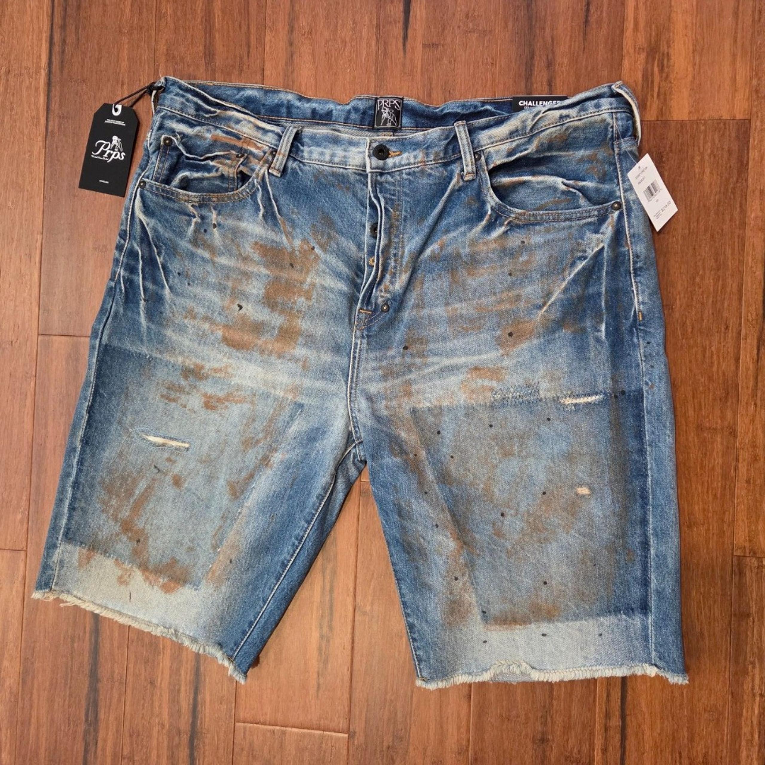 PRPS Challenger Straight Denim Distressed Shorts Streetwear Men's 40 MSRP $218