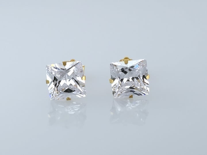 8mm Womens 14K Gold 2ct Diamond Stud Earrings 14K Silver Ladies Studs Jewelry