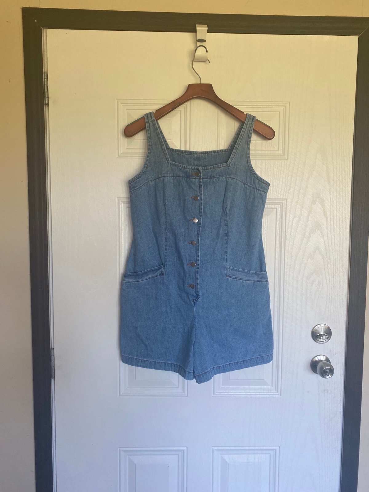 Vintage Moda international button up cotton shorts romper - 10
