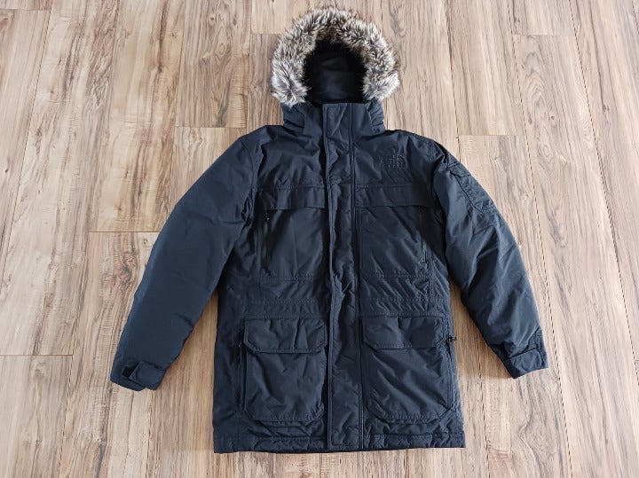North Face Mens Medium Black Fur Down Parka Jacket Winter Puffer Ski Heavy Coat