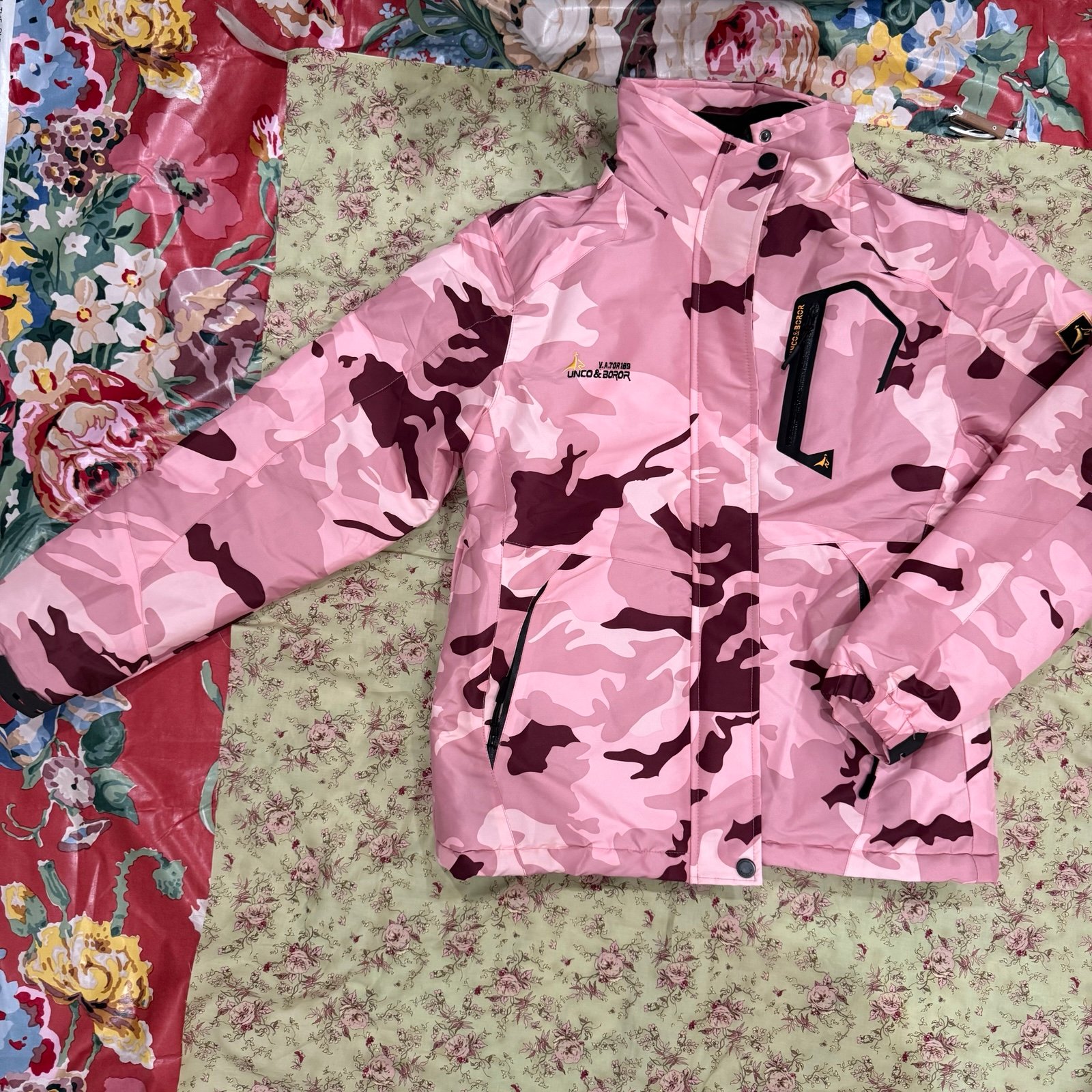 Pink camo Winter jacket with fur lining