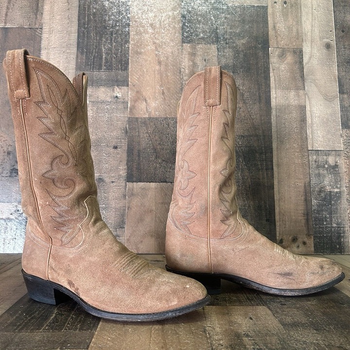 Dan Post Brown Full Suede Extra Wide Western Cowboy Boots Mens 9.5 EW