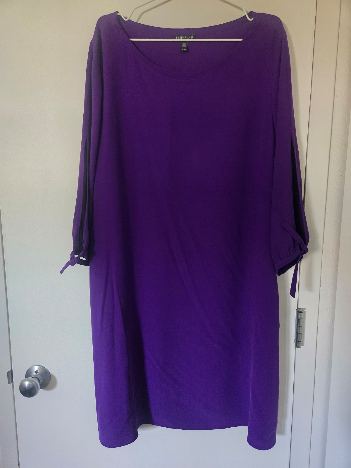 Eileen Fisher 100% Silk Bateau Neckline Tunic Dress