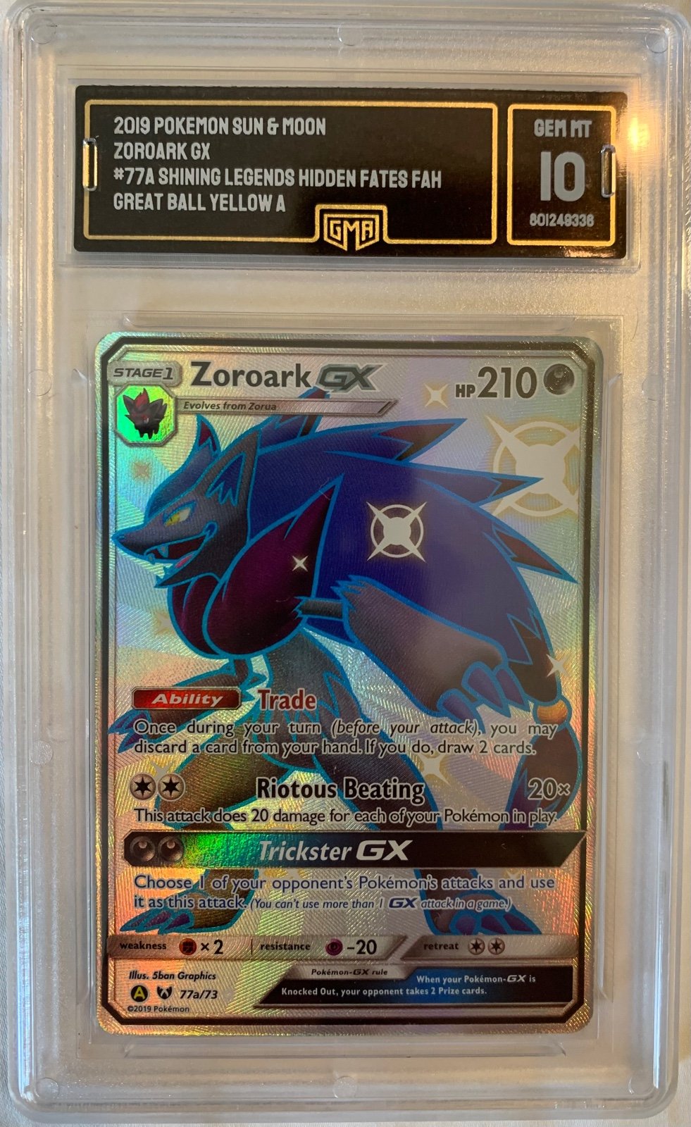 Hidden Fates Zoroark GMA 10 Holographic Pokemon Card