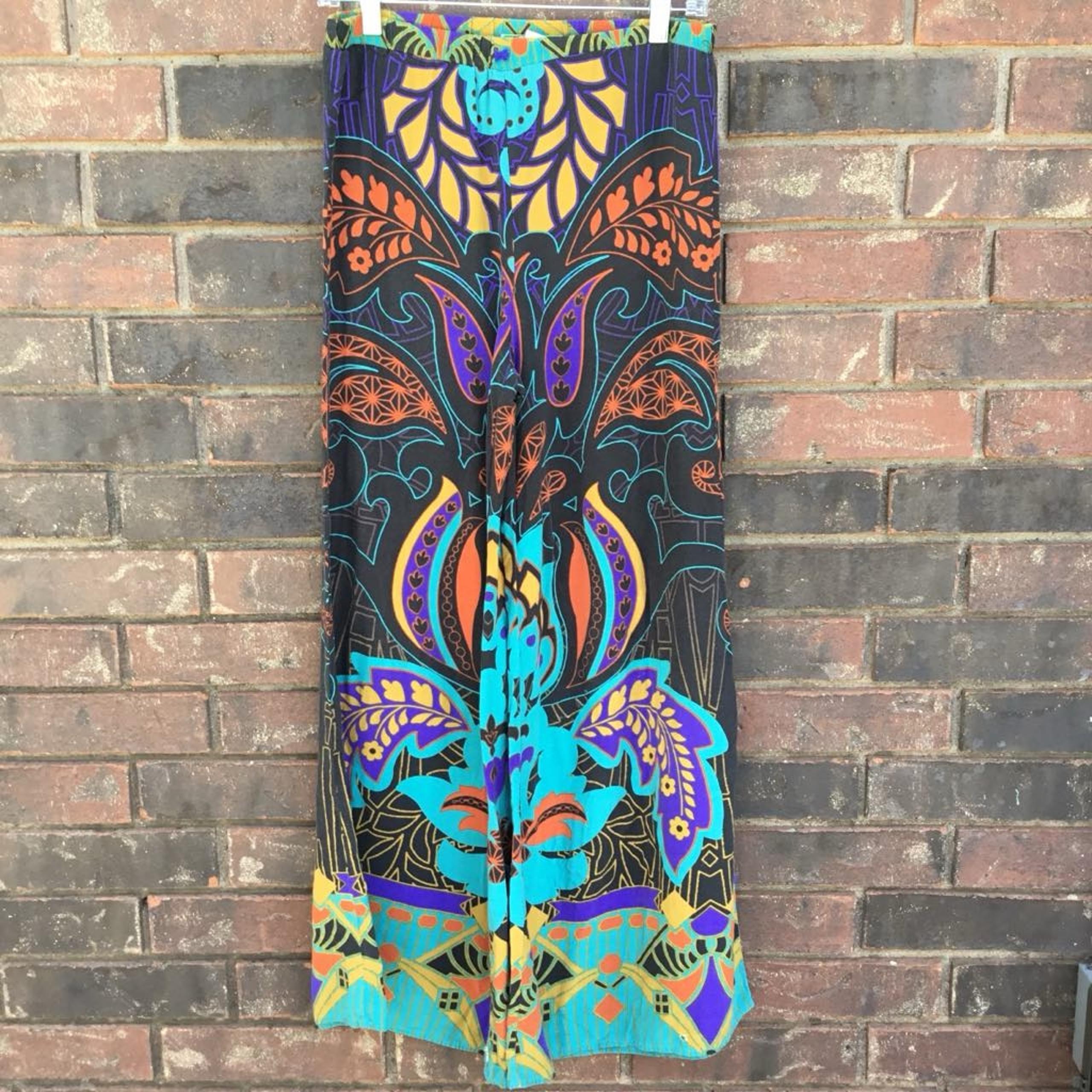 Flying Tomato Multicolor Bohemian Slouchy Artsy Hippie Festival Wide Leg Pants M
