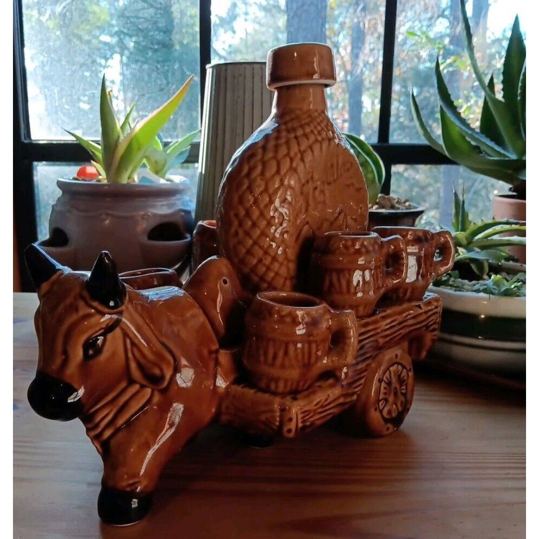 Tequila Bull Bar Set Of 6 Barrel Mug Shots / Salt Shaker