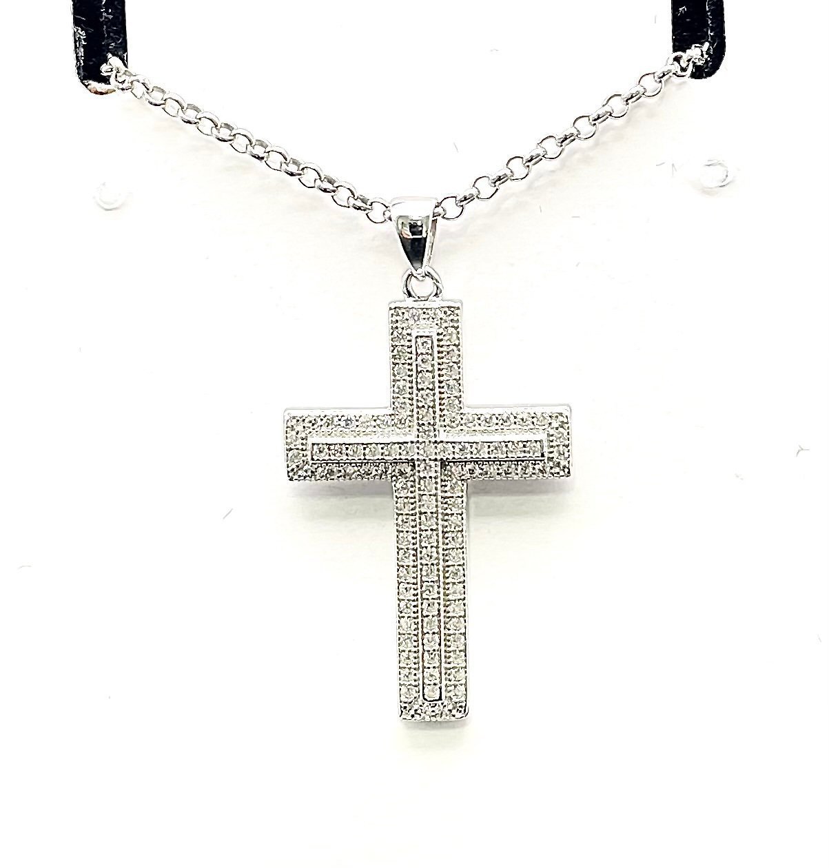 Stamped 925 Sterling Silver Cross Necklace