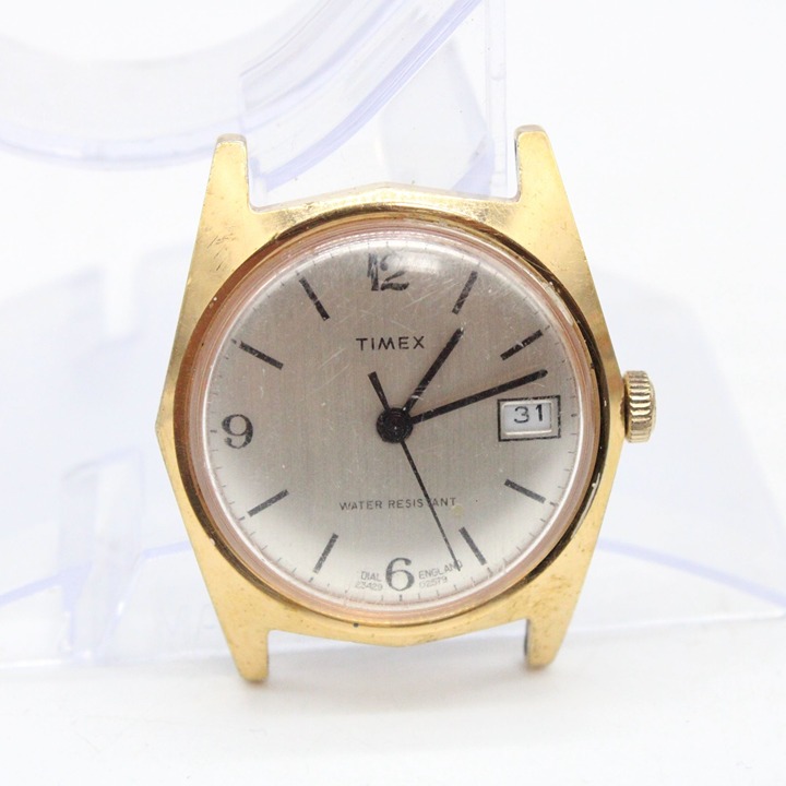 Vintage TIMEX Automatic Watch Face Men's Gold Tone Stainless Steel Date