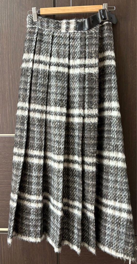 CIEL’AIR Skirt Check Pattern Pleated Long Skirt