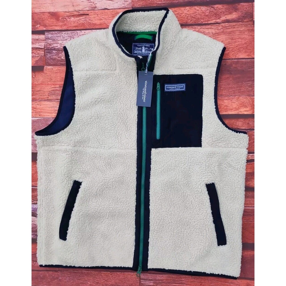 Vineyard Vines Sherpa Supershep Vest Stone Vest Jacket Mens Size XL NWT