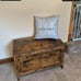 Rustic Brown Storage Chest Wooden Toy Chest Box Retro Farmhouse Organizer Bench