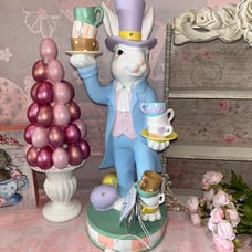 LARGE LED 18in Mad Hatter Easter Bunny balancing Teacups