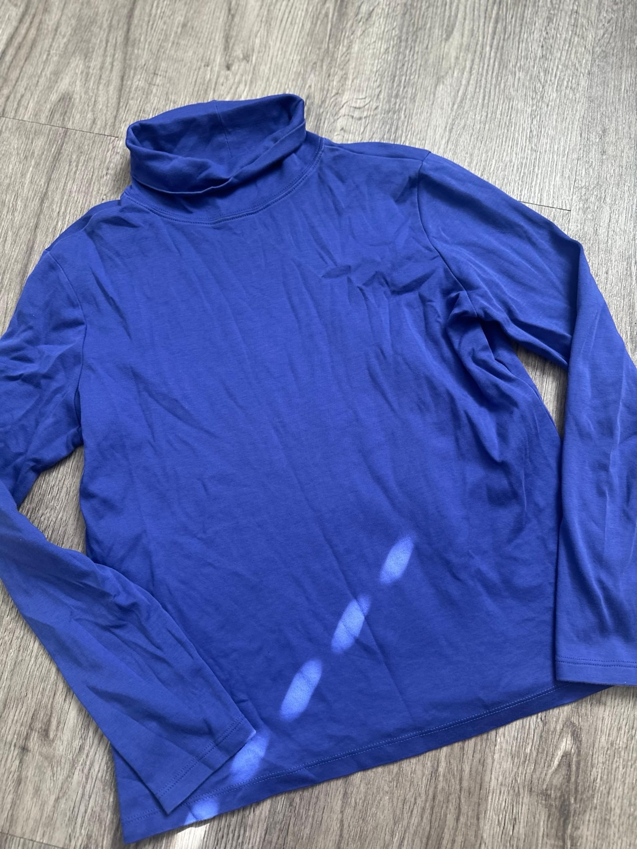 LL BEAN WOMEN CASUAL LOUNGE BLUE TURTLENECK LONG SLEEVE SPRING SHIRT SMALL S