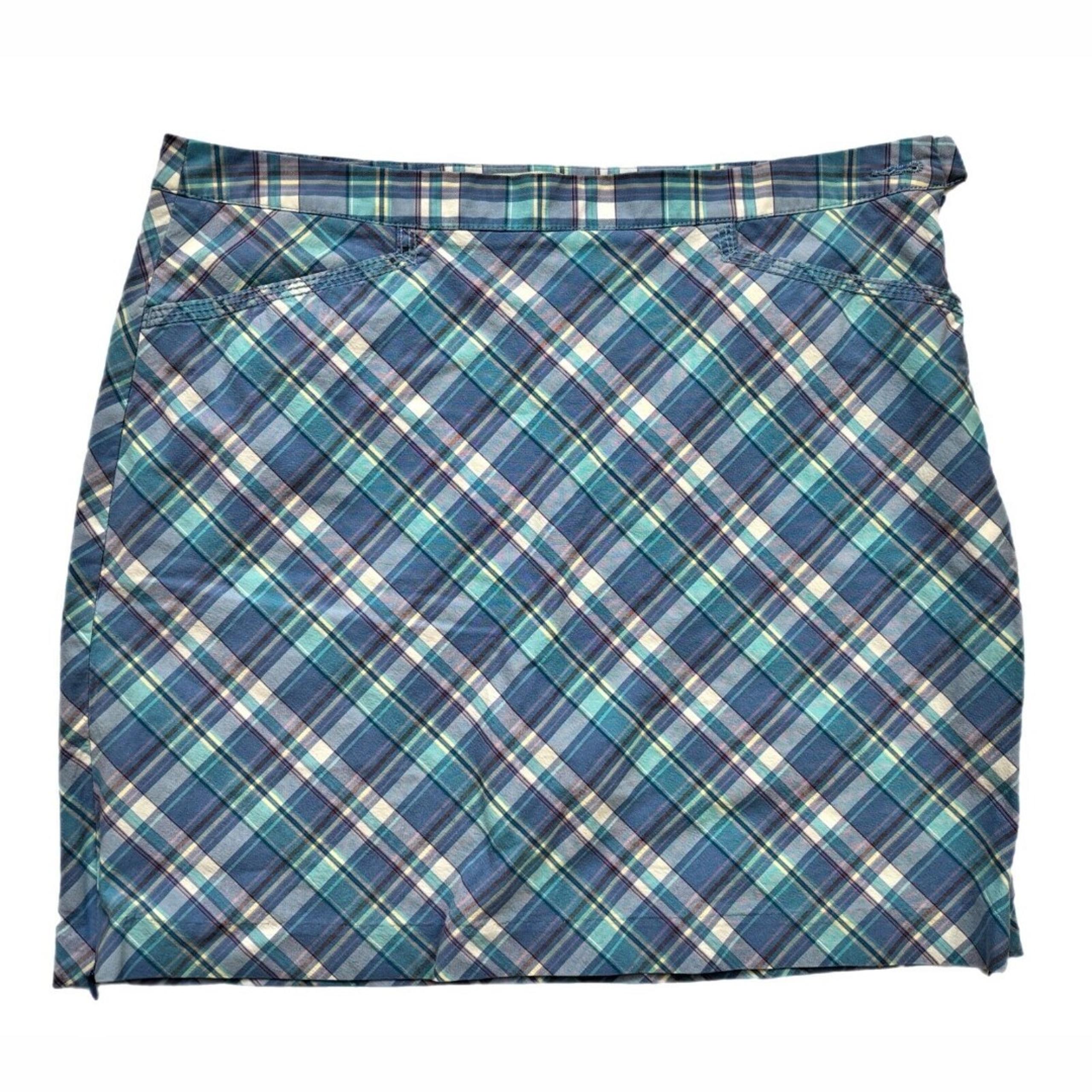Dockers Golf Size 8 Skort Blue Plaid Stretch Pockets Side Zip Lined Tennis