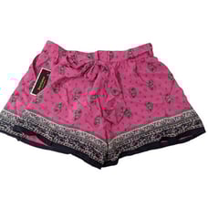 sz 0 New JUICY COUTURE Silk pink hilt boho paisley shorts tie belt summer