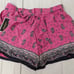 sz 0 New JUICY COUTURE Silk pink hilt boho paisley shorts tie belt summer