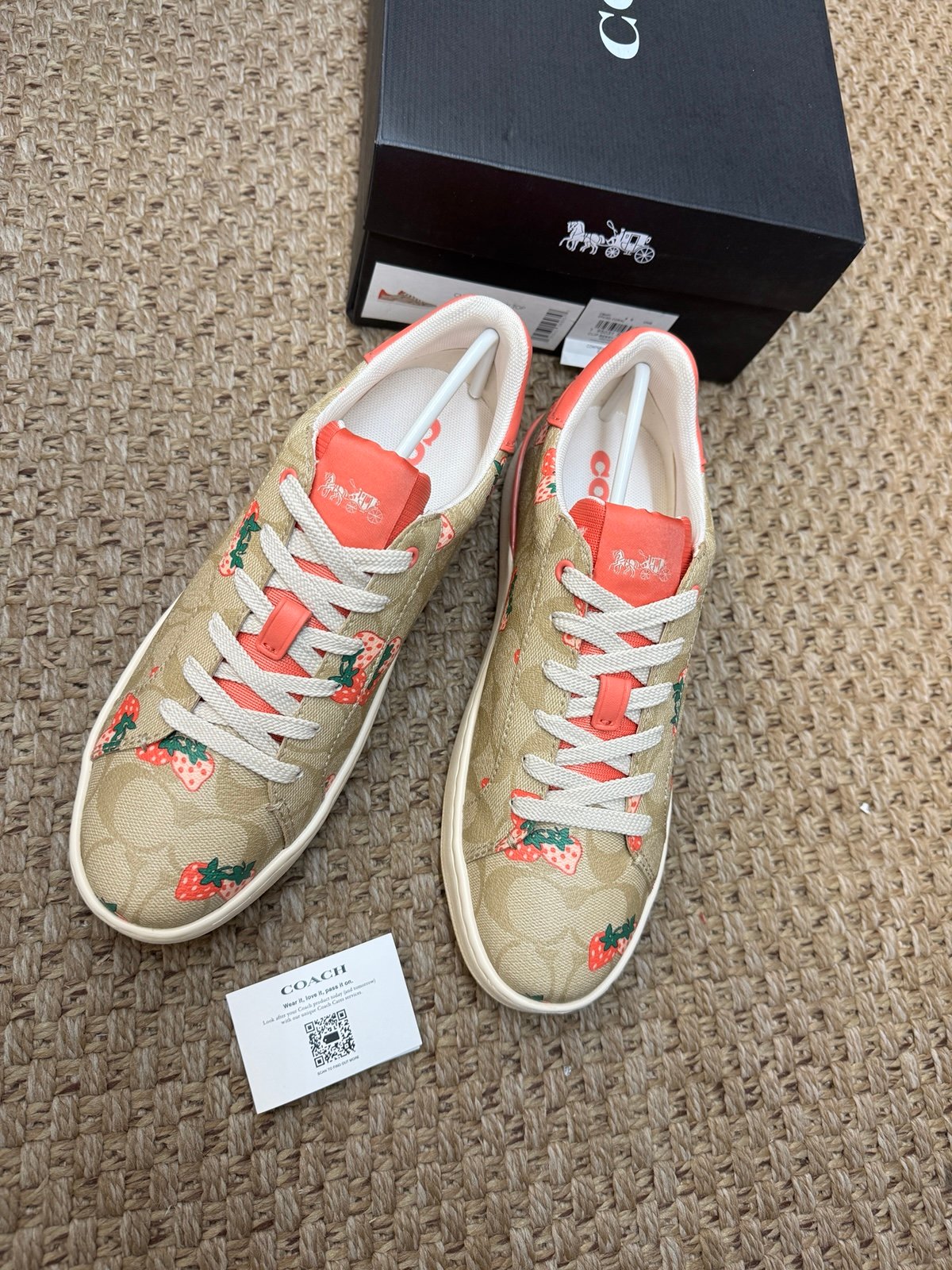 Coach CB691 Clip Low Top Sneaker with Strawberry Print