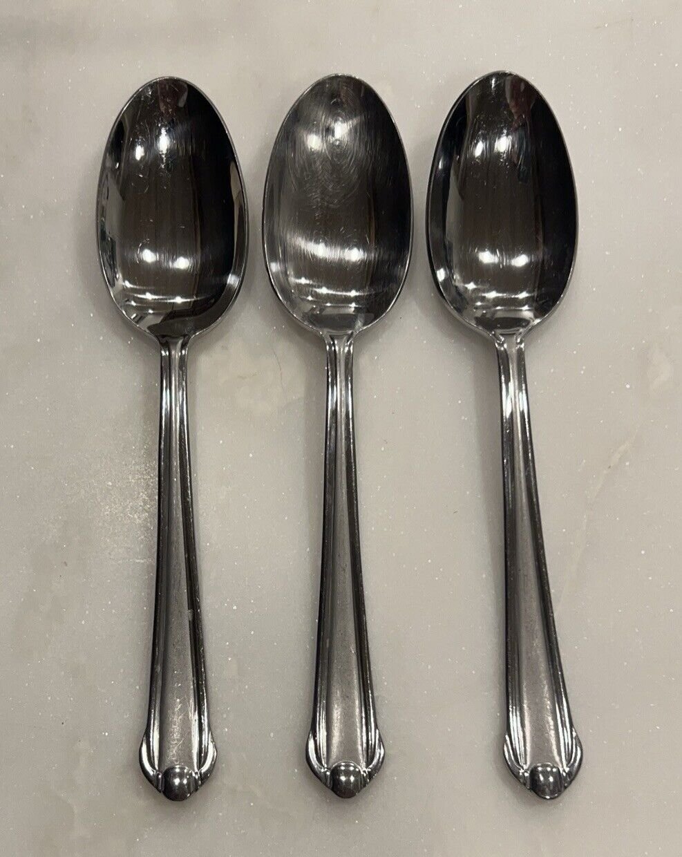 Mikasa CLASSICO Satin Soup Spoons 18-8 Flatware 8” Gerald Patrick x3