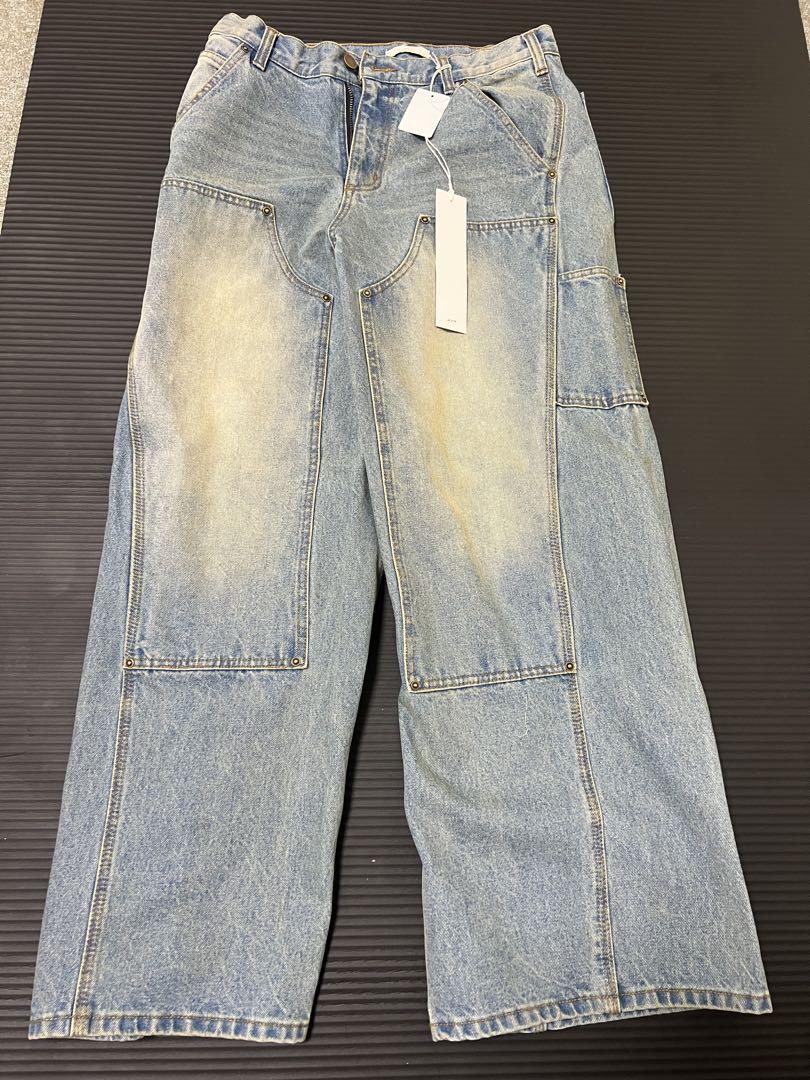 品質が完璧 Double Denim Baggy Seam Curved Knee パンツ