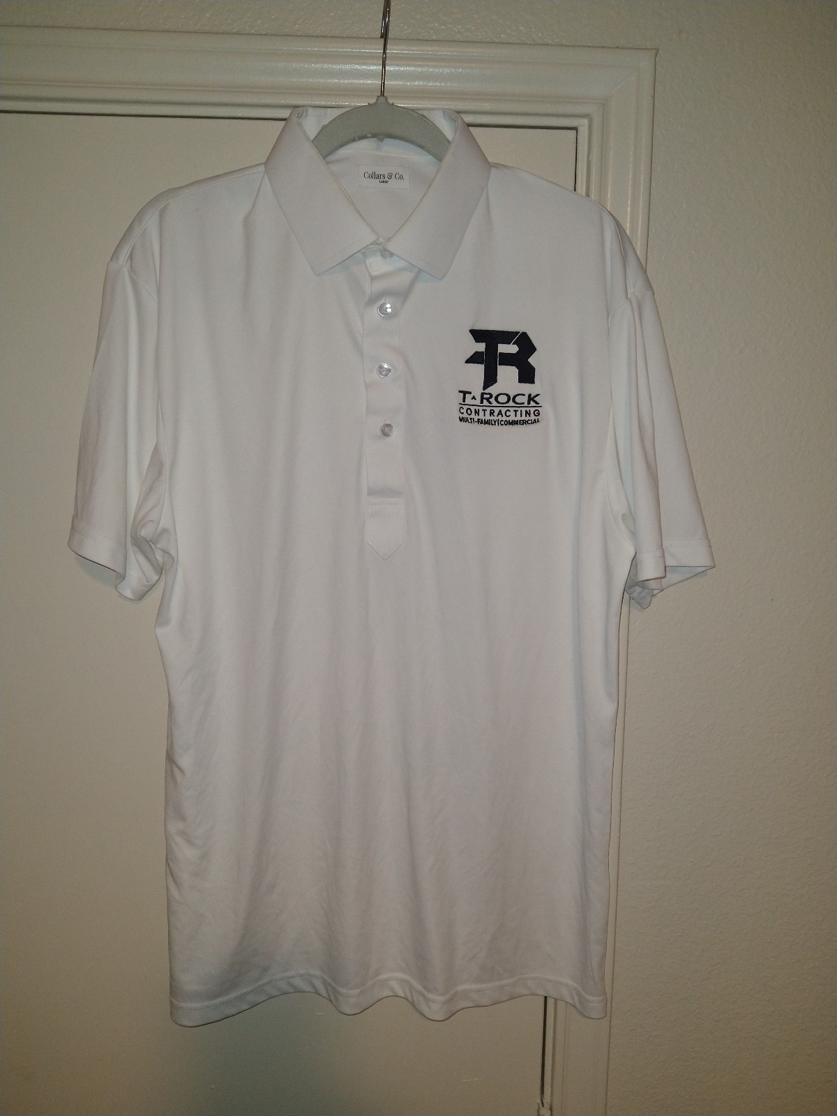 Collars & Co Short Sleeve White Short Sleeve Polo Shirt Men's sz Large