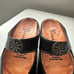 THINK! Unique Whimsical Black Leather Heeled Mules Women’s Size 5.5