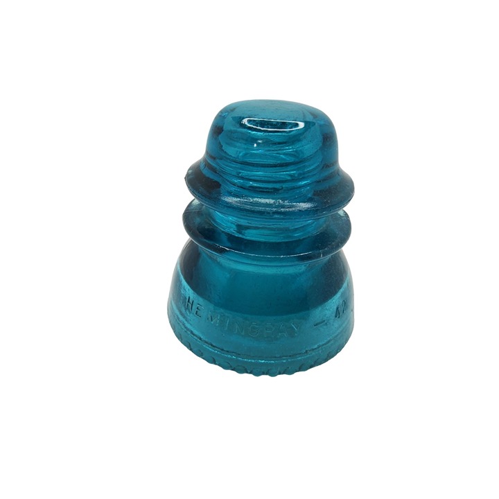 antique 1930s hemingray #42 blue Glass telephone pole Insulator.