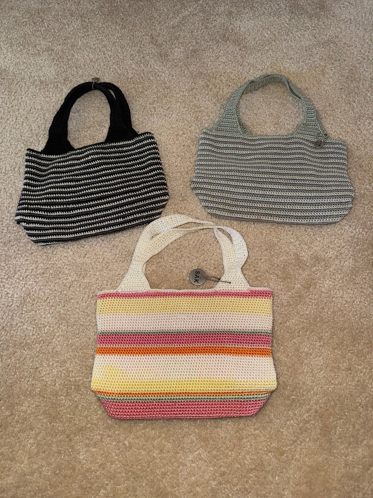 Set of 3 The Sak Small Crochet Knit Purses Bags