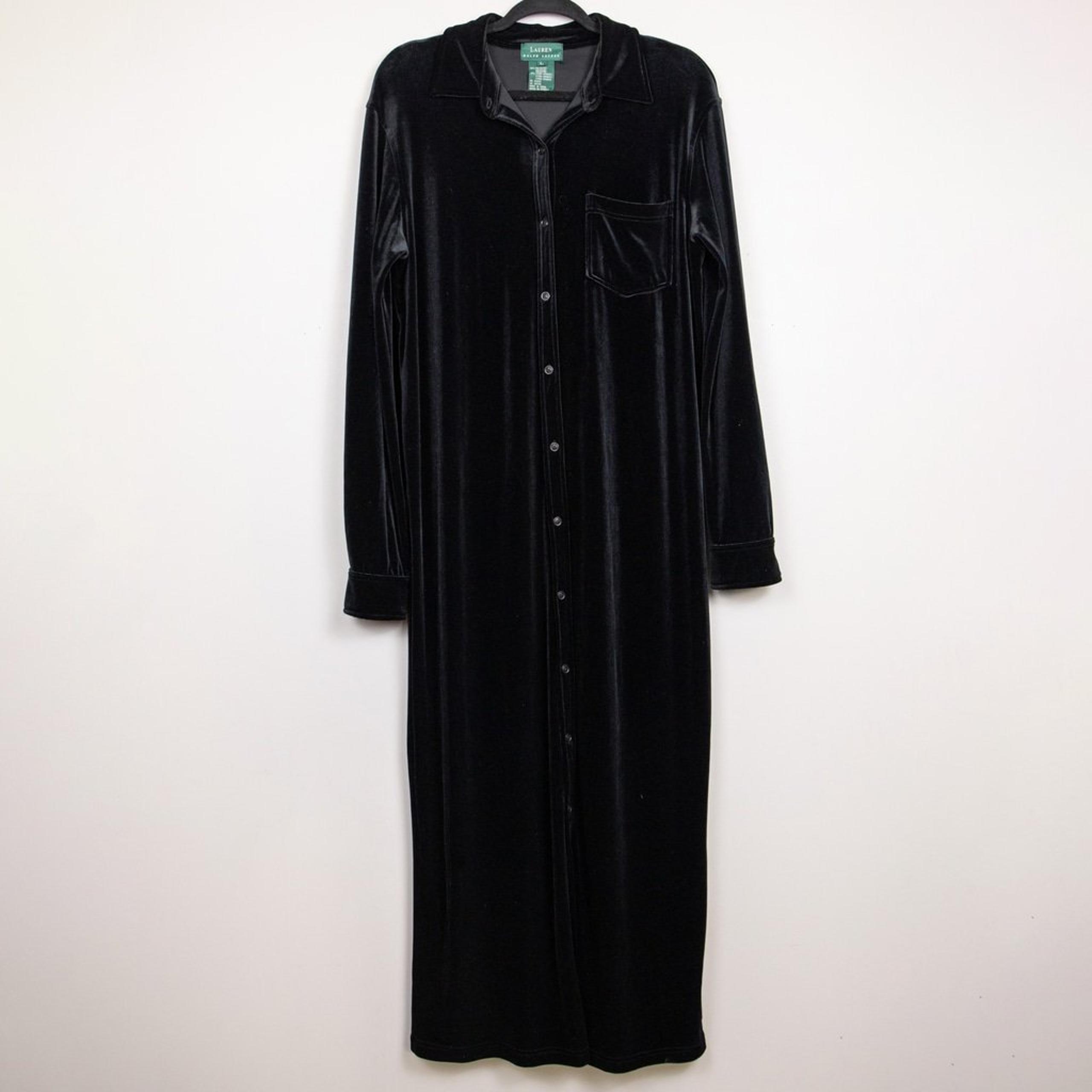 Lauren Ralph Lauren velvet button down long sleeve maxi dress-L