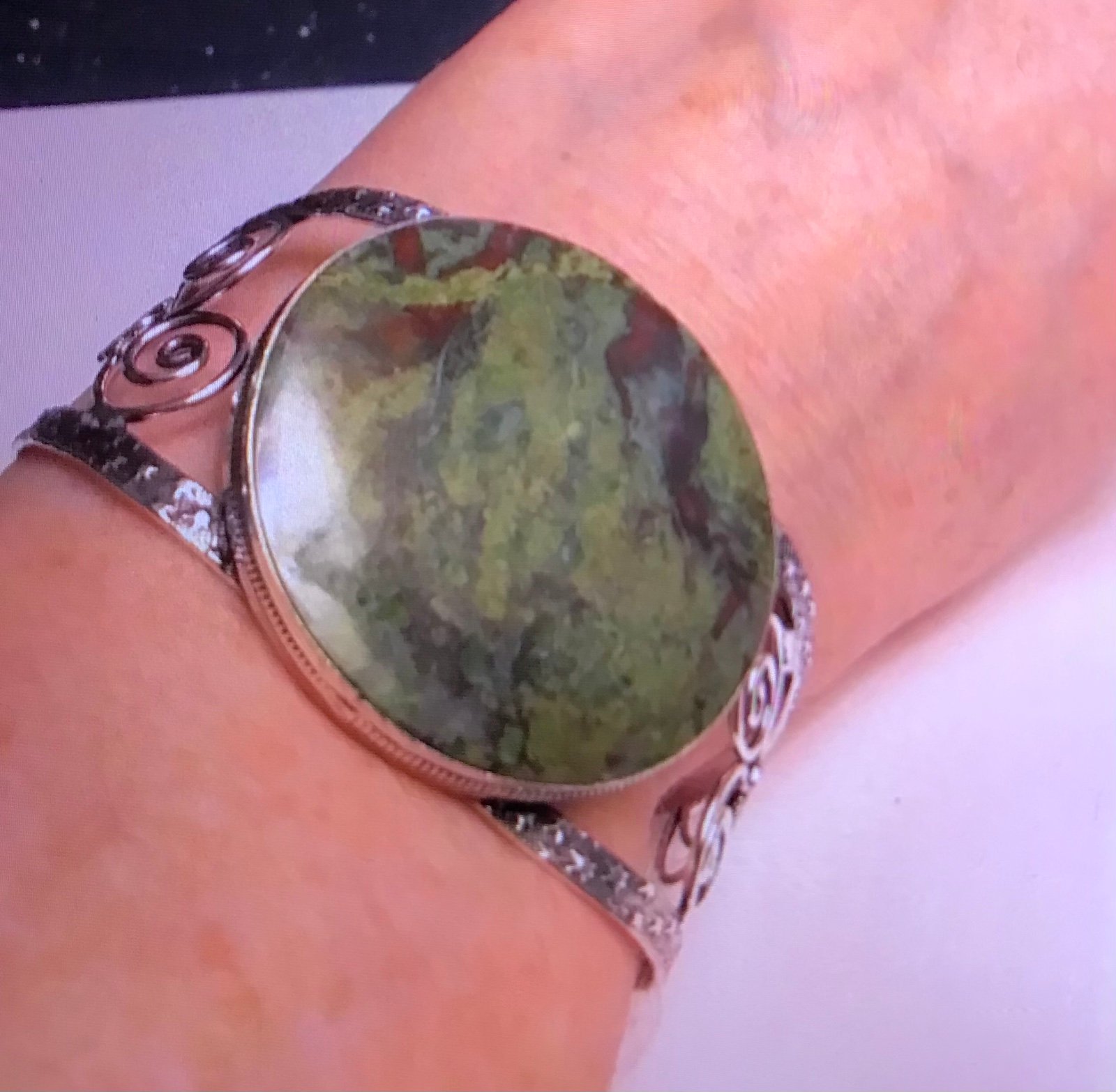 Dragon Blood Jasper 925 Sterling Silver Cuff Bracelet