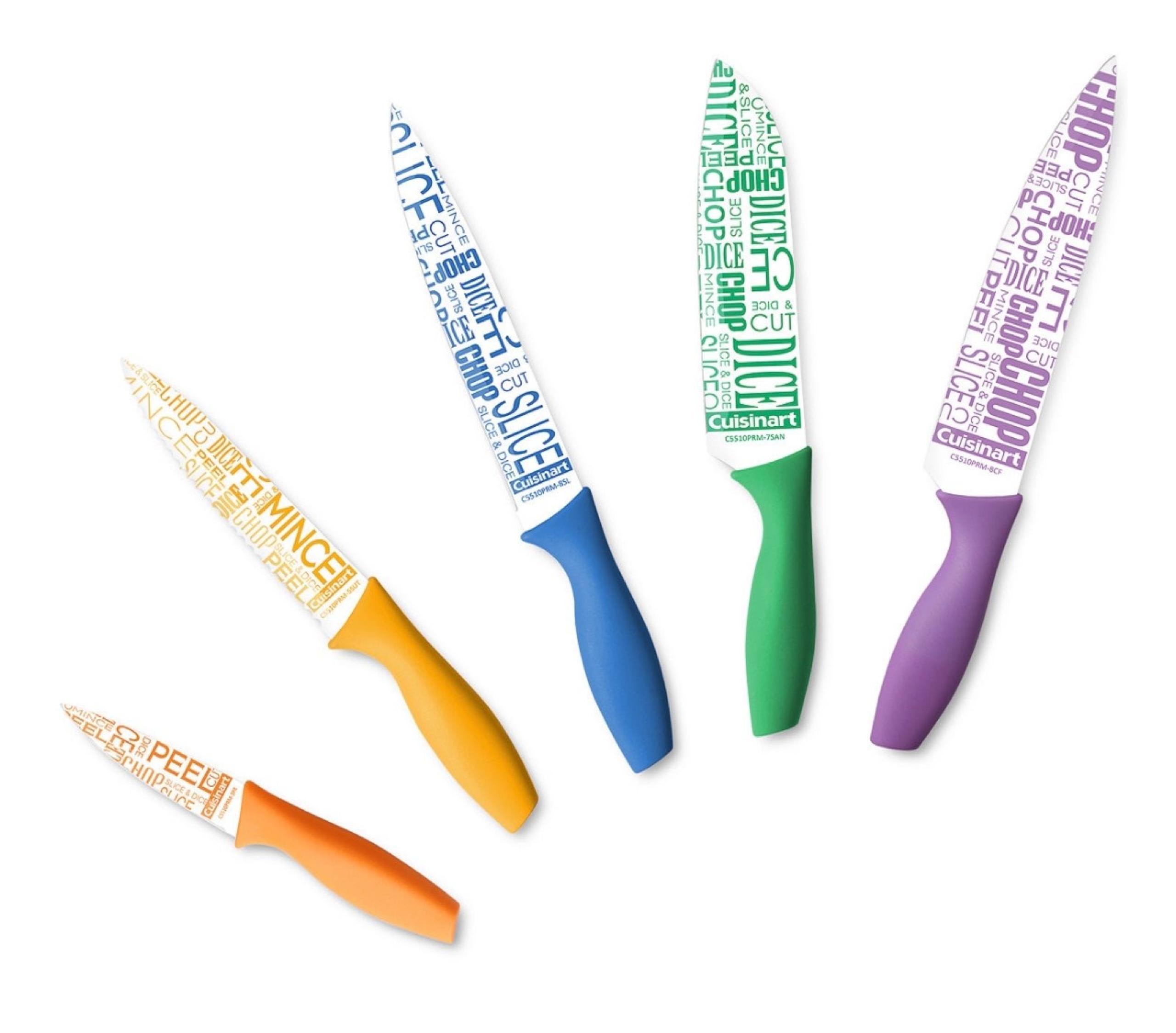 10-Pc. Ceramic-Coated Printed Cutlery Set with Blade Guards NEW