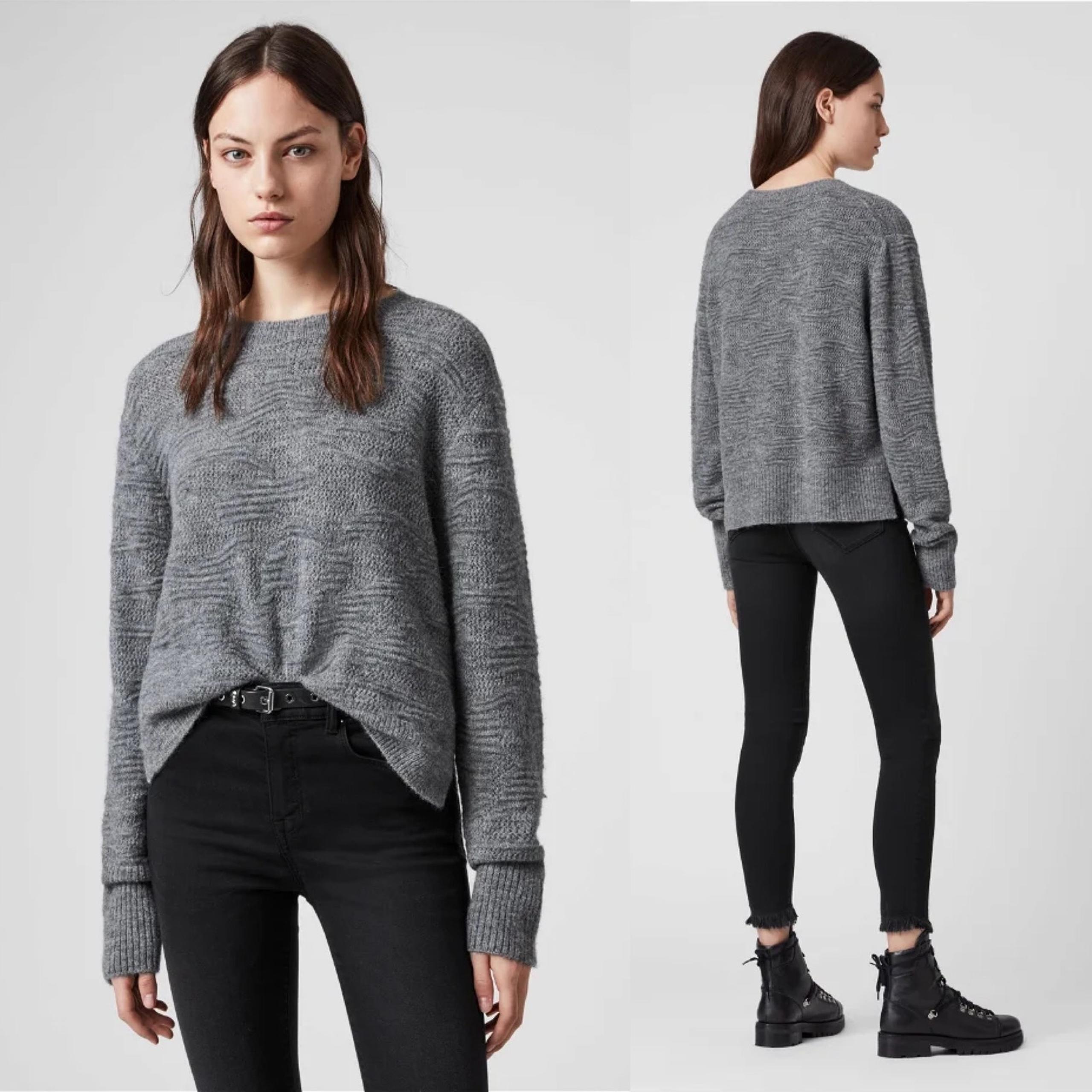 All Saints Tabby Gray Wool Alpaca Blend Knit Pullover Sweater Medium - AllSaints